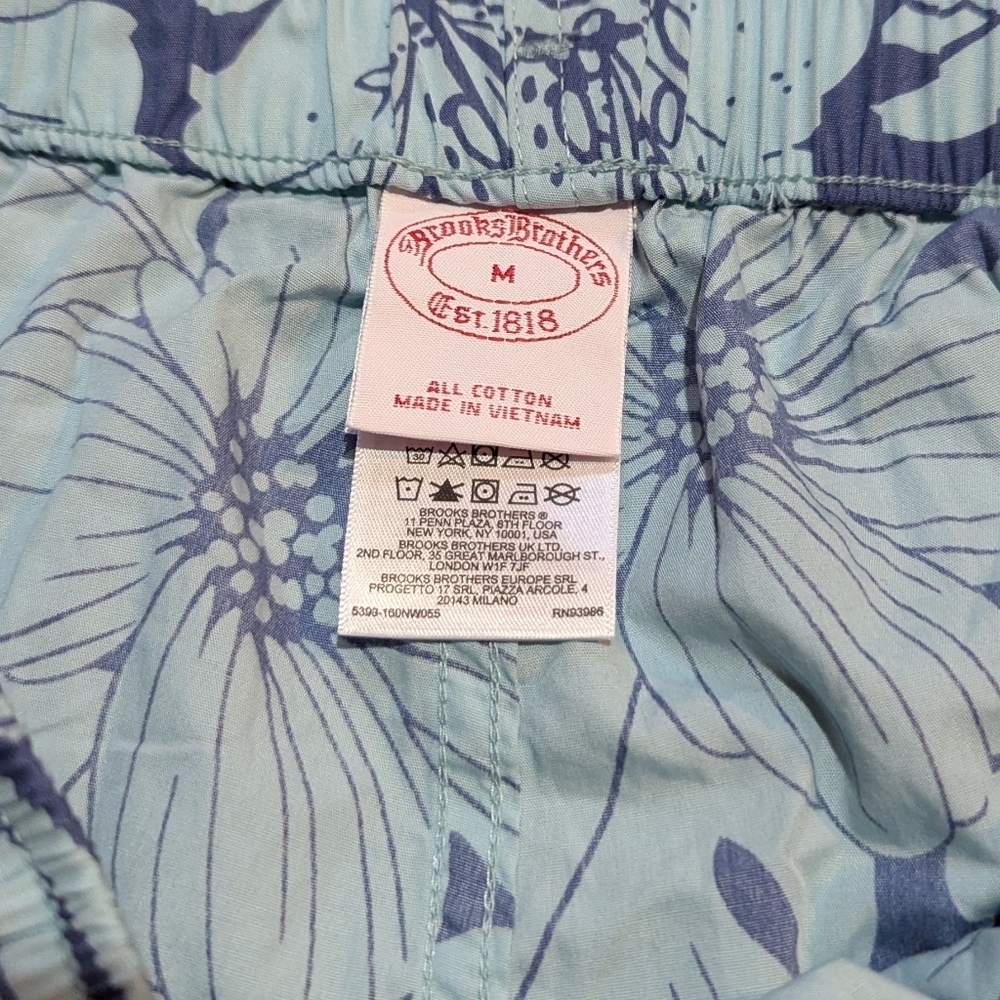 Brooks Brothers Pants Pajama Lounge All Cotton M Blue Floral Preppy Casual Comfy - Picture 3 of 6